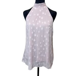 Dress Up Pink Chiffon Halter Blouse Sz‎ S Star Print Tie Neck Boho Feminine